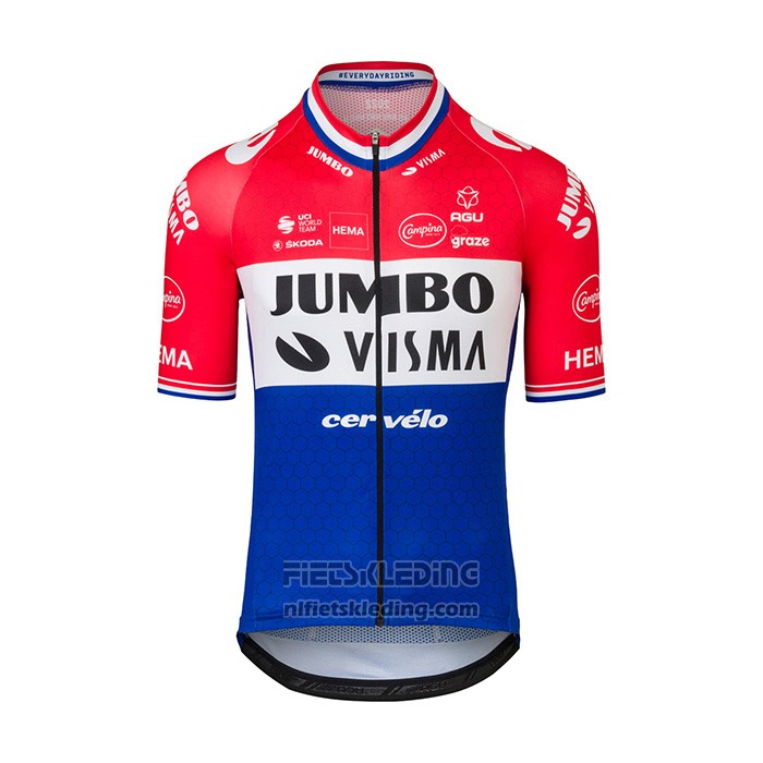 2022 Fietskleding Jumbo Visma Rood Wit Blauw Korte Mouwen en Koersbroek